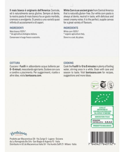 FUSILLI N. 13 · MAIS BIANCO BIO - SENZA GLUTINE 250 GR